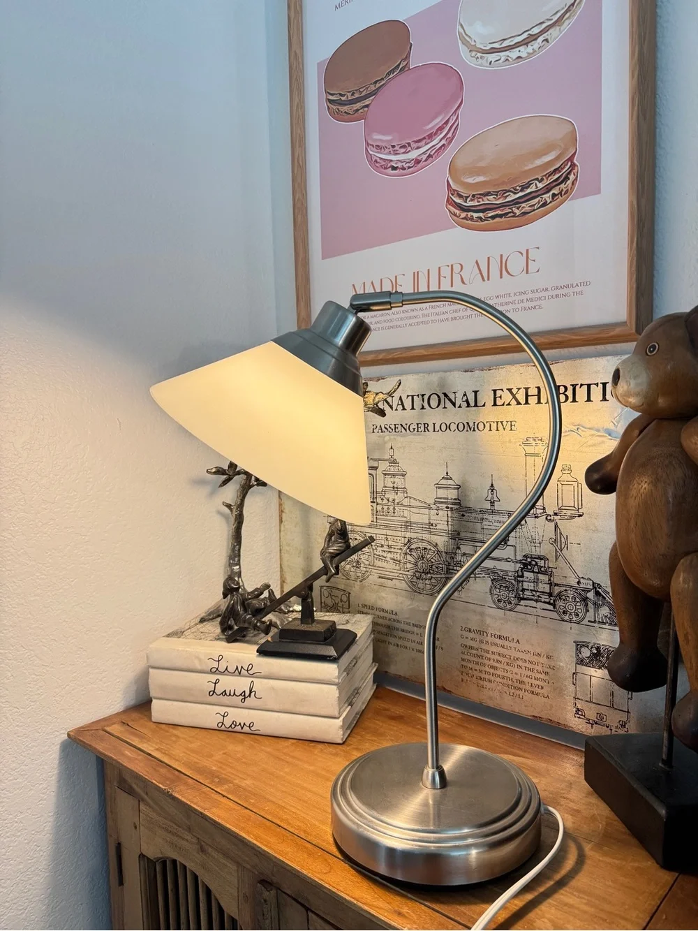 Vintage MCM IKEA Kroby Table Desk Lamp Milk Glass Brushed Nickle Finish